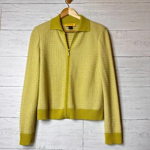 St John Jacke Damen Größe P Yellow Label Full Zip Chartreuse Wollmischung Blazer - Bild 1 von 18