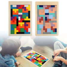 Wooden Tetris Jigsaw Toy Tangram Puzzle Kids IQ Intellectual Educational Gift