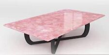 Marble Coffee Table Top Rose Quartz Epoxy Art Patio Side Table with Royal Look