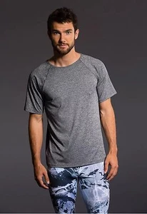 NUEVO CON ETIQUETAS Onzie Para Hombre Reglan Mangas Cortas Camisa Gris Yoga, Crossfit, Camisa Activa M/L - Imagen 1 de 5