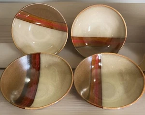 Sango Athens Brown 4848 Cereal Soup Bowls Large 6.5” D NEW 4 PC Set Vintage - Picture 1 of 6