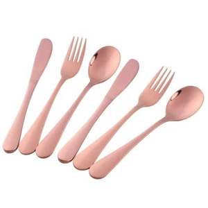 Flatware Silverware Set 6PCS 18/8 Steel Knife Fork Spoon for 2 Rose Gold - Picture 1 of 9