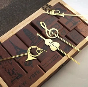 LESEZEICHEN METALL LESEZEICHEN X 3 LESEZEICHEN MUSIK GESCHENK NEUHEIT - Bild 1 von 7