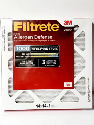 3M Filtrete 14x14x1 AC Furnace Air Filter MERV 11 MPR 1000 2 Pack White NEW - Image 1 of 3
