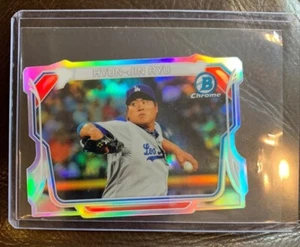 2014 Hyun-Jin Ryu Bowman Chrome Mini DieCut Refractor #58/150 L.A. Dodgers - Picture 1 of 2
