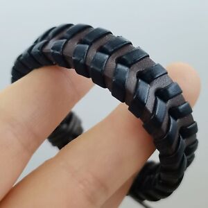 8" Leather Braided Bracelet Hemp Cord Tied Adjustable Bangle