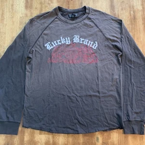 Lucky Brand Vintage Inspired Graphic Embroidered Fade Long Sleeve Shirt Mens M - Bild 1 von 12