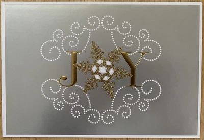 Tarjeta de felicitación de Navidad Hallmark plateada con brillo dorado Joy Foto 1 de 3