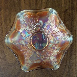 Vintage Fenton Ringelblume irisierend Karneval Glas Distel gekräuselt Schale EXC - Bild 1 von 5
