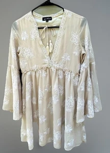 Vestido bordado campesino boho babydoll vintage Sequin Hearts Y2K Western Talla S - Imagen 1 de 6