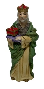 Vintage Homco Krippe Ersatz weiser Mann 7,5" Porzellanfigur 5216 rote Krone - Bild 1 von 5