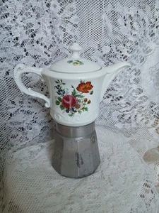 Decorative Vintage Ceramic Floral Pattern Lidded Cafetiere Coffee Pot - Picture 1 of 13