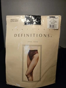 NWT Tall/Queen DEFINITIONS Pantyhose NY arrow design ULTRA SHEER black 130-70lbs - Picture 1 of 8