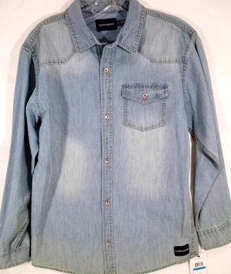 Calvin Klein-Boys Long Sleeve-Button Down Denim Shirt-XL 18/20-NEW w/Tags! Blue - Image 1 of 4