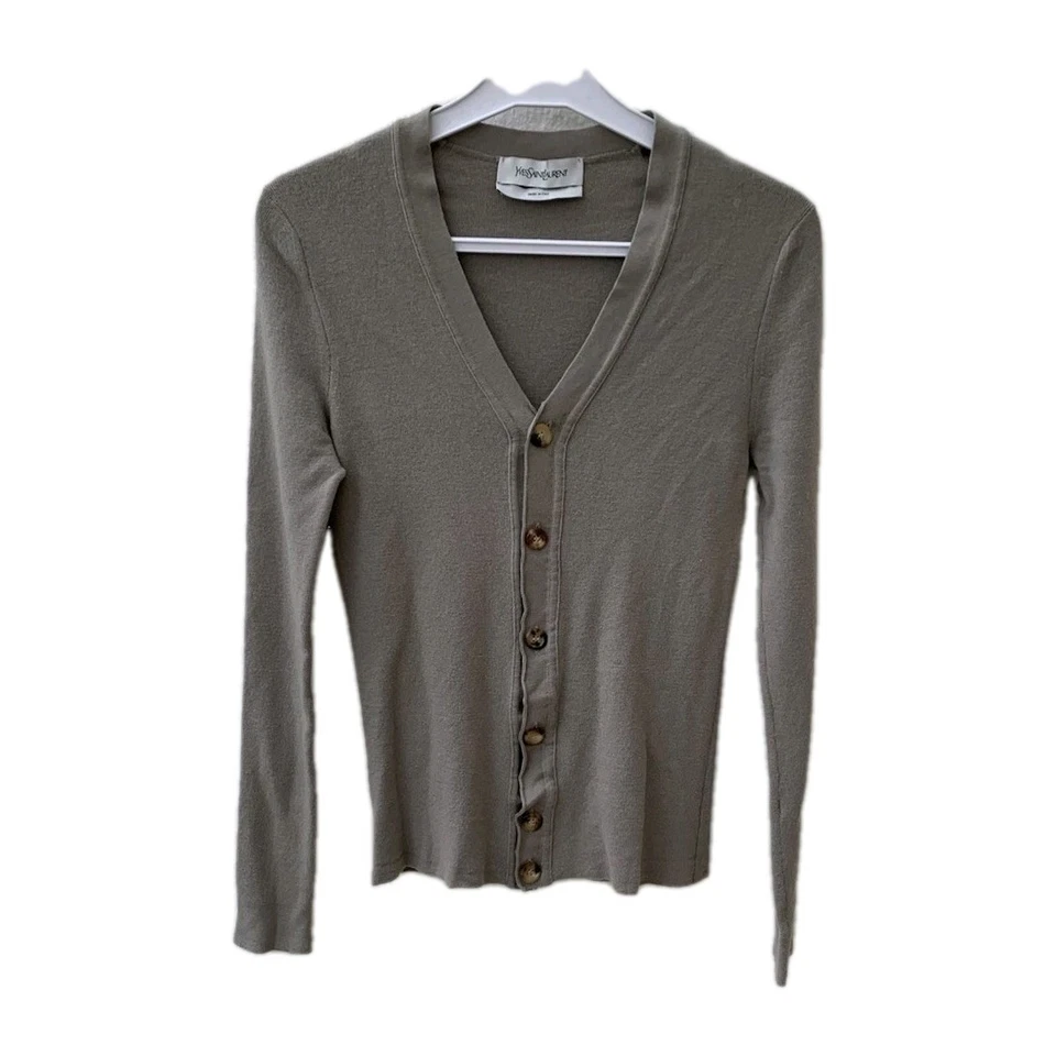 Yves Saint Laurent кардиган свитер сделано в Италии размер XS/S серый на пуговицах #Z40 - Изображение 1 из 4