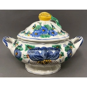 Pintado a Mano Floral Casserole Dish Made in Spain, Hand Painted Spanish Pottery - Picture 1 of 9