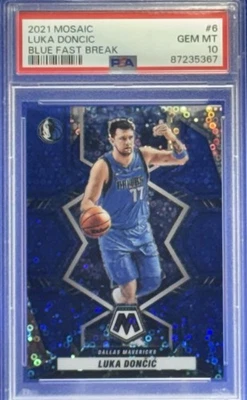 2021-22 Panini Mosaic Blue Fast Break Prizm Luka Doncic #68/85 PSA 10 MAVS Foto 1 de 2
