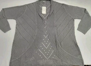 TIANZHU Women Cardigan Lightweight Long Sleeve Casual Open Front Knit Gray 2XL - Picture 1 of 13