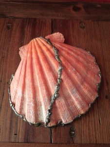 Artisan Handmade Natural Scallop Seashell Vintage Mirror 5" - Picture 1 of 6