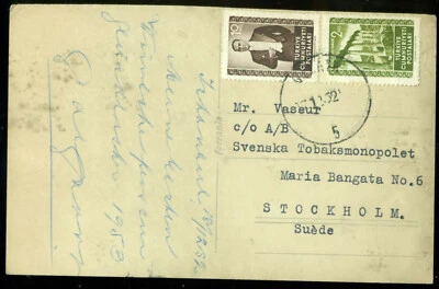 Turkey 1952 Istanbul Dolma Bahce Saray RPPC Postcard Abroad to Sweden - Image 1 of 2