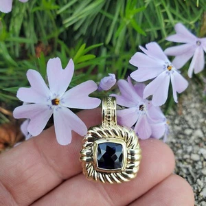 DAVID YURMAN ALBION 14K GOLD IOLITE CABLE ENHANCER PENDANT Vintage Cushion - Picture 1 of 4