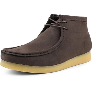Amali Men's High Top Desert Chukka Boots Lace Up Moc Toe Suede Casual Shoes - Picture 1 of 18
