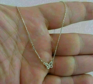 1.00 Ct Round Cut Simulated Diamond Butterfly Shape Pendant 14K White Gold Over - Picture 1 of 3