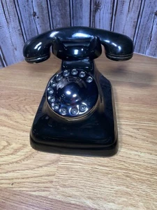 Rotary Phone Ceramic Glossy Black 5” Centerpiece Decor - READ - Picture 1 of 14