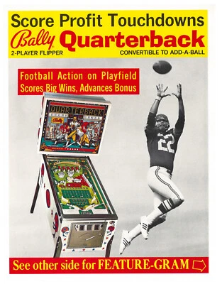 Quarterback Bally Pinball Flyer / Brochure / Mint Condition - Image 1 of 2