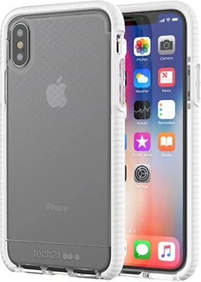 Tech21 EVO Check Case for Apple iPhone X/Xs - Clear/White - 10Ft Drop Tested - Image 1 of 3