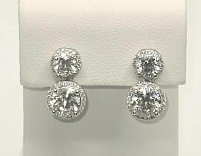 925 STERLING SILVER WHITE GOLD OVERLAY MOISSANITE DVVS1 EARRING - Image 1 of 4