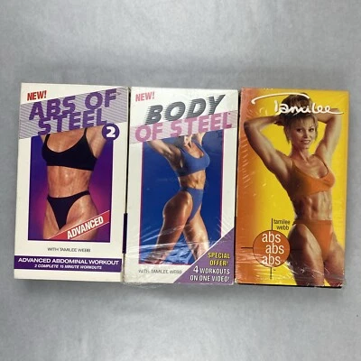 Lot 3 VHS Tapes Abs of Steel Abs Abs Abs Body of Steel Workout Exercise Lot Foto 1 de 4