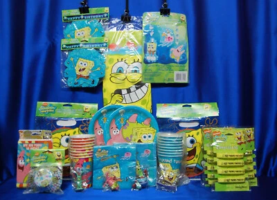 Bob Esponja Pantalones Cuadrados Conjunto de Fiesta # 20 Platos de Taza Servilleta Mantel Invitación Banner Foto 1 de 4