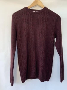Topman Burgundy Red Acrylic XS Jumper Crew Neck Mens - Picture 1 of 11