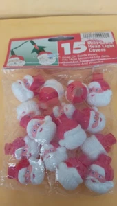 Vtg. Mini Plastic Santa Head Light Covers 15 Snap on Santa Heads Christmas - Picture 1 of 7