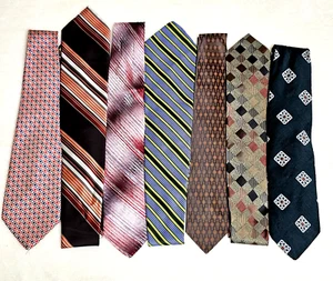 Vintage Lot of 7 Wembley Neckties Retro Weblon Polyester 54-58"L 3.5-4.24" W - Picture 1 of 7