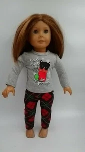 Pajamas PJs fits American Girl Dolls 18 inch Doll Clothes Christmas pants Tshirt - Picture 1 of 5