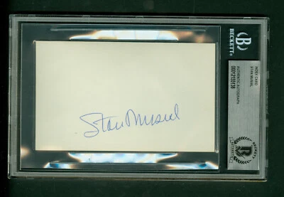 Stan Musial Autographed Index Card Beckett Authentic Encased - Image 1 of 2