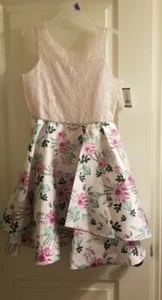 NWT - EMILY ROSE Girl's FLORAL Pink/Floral FIT-FLARE SLEEVELESS DRESS (Sz 16) - Picture 1 of 10