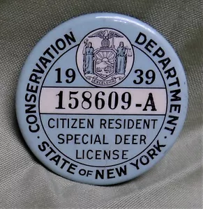 1939 New York State Conserv. Dept. Resident "Special Deer" License - Picture 1 of 2