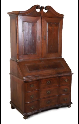 antiguo barroco fench 2 piezas armario escritorio serpentino país 1700 Foto 1 de 4