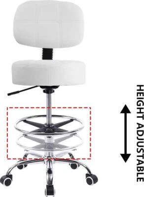 Silla de dibujo soporte de respaldo reposapiés ajustable taburete rodante cuero giratorio Foto 1 de 4