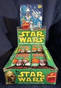 1977 Topps Star Wars Series 3 Wax Display Box w/ 4 Empty (Display) Packs - Picture 1 of 7