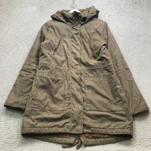 Abercrombie & Fitch Quilted Lined Parka Jacket Hoodie Womens Small S Snap Green - Picture 1 of 11