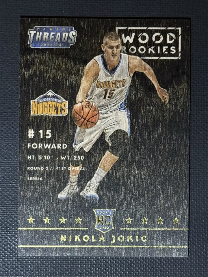 2015-16 Panini Threads NIKOLA JOKIC Wood Rookie RC #286 SSP Denver Nuggets - Image 1 of 4