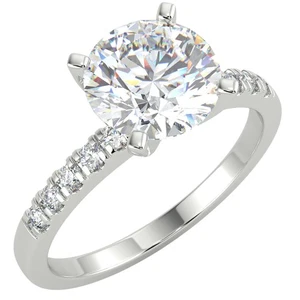 1.57 Ct Round Cut VS1/E Solitaire Pave Diamond Engagement Ring 14K White Gold - Picture 1 of 6