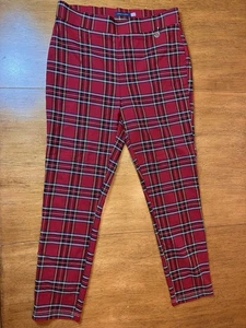 Tommy Hilfiger Damen Hose Größe 12 rot Urlaub kariert Knöchelpull-On - Bild 1 von 14