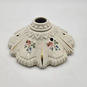 Lámpara de techo floral vintage de porcelana Porcelier adorno dorado - Imagen 1 de 6