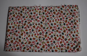 VINTAGE VIP CRANSTON Stoff WEIHNACHTEN SPIELZEUG GESCHENKE Schneemann Zuckerstange 27"x43" - Bild 1 von 3