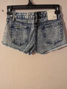 Bullhead Pacsun Low Rise Denim Distressed Shorts 25 Fraying Hot Pants Micro Mini - Picture 1 of 9